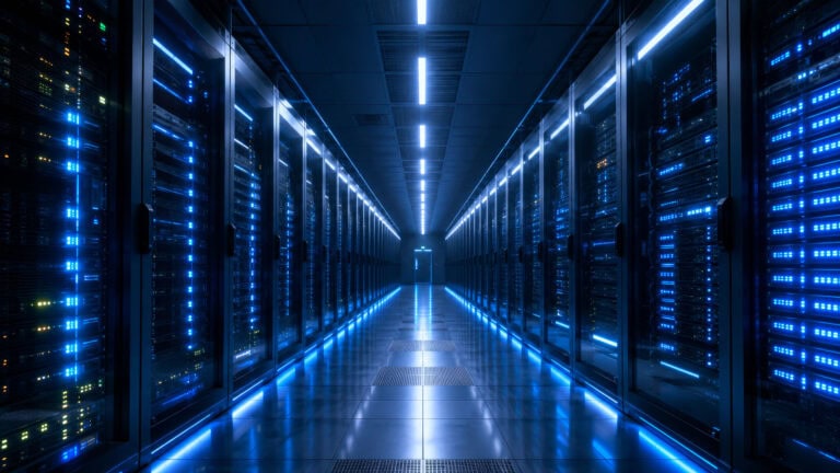 abstract server room filled with computer servers - b2b example