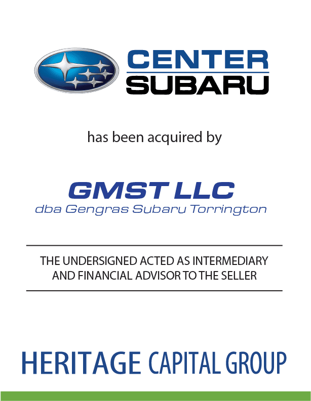 Center Subaru Has Been Acquired by GMST, LLC