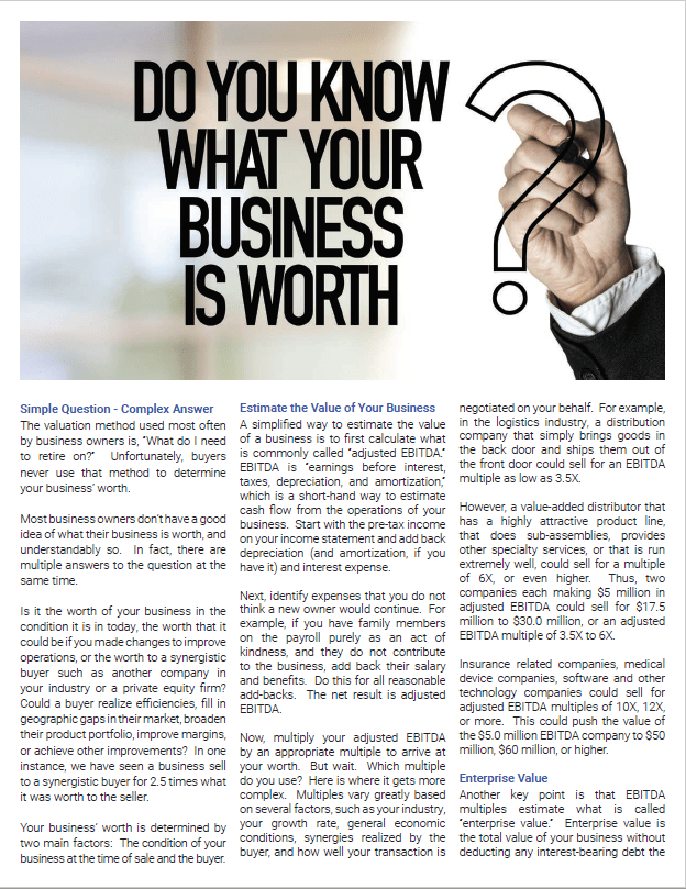 Do You Know What Your Business is Worth?