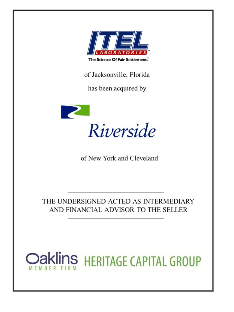 Heritage Capital Group Announces the Successful Sale of Itel, Inc.